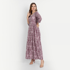 Ethnic Motifs V-neck Maxi Dress